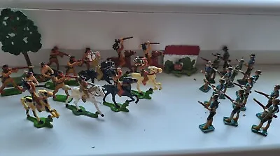 Rare Antique Lead Toys From 1920s Lot Of 29 Toys - Cowboys Vs American Indians • £96.38