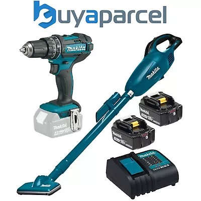 Makita DLX2422 18v Twin Pack DHP482Z Combi Drill + DCL181FZ Vacuum Cleaner 2x3ah • £184.99