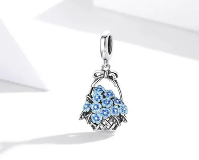 $26.50 • Buy BLUE FLOWER BASKET S925 Sterling Silver Charm By Charm Heaven NEW 
