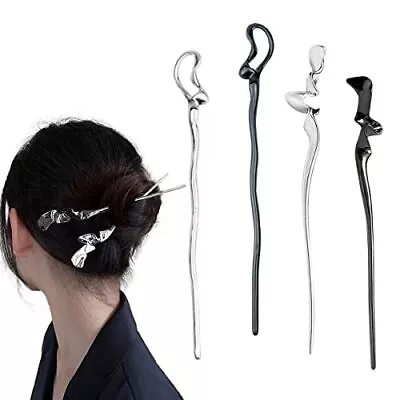 4pcs Hair Stick Abstract Minimalist Irregular Hair Sticks For Buns Punk Metal Ha • $15.80