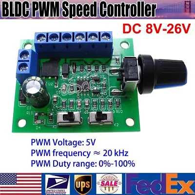 DC 12V/24V Brushless DC Motor Speed Regulator DC 8-26V BLDC PWM Speed Controller • $8.99