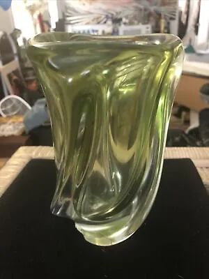 $49 • Buy Val St Lambert Art - Light Green Crystal Glass - 60’s Vase  Signed VSL Belgium