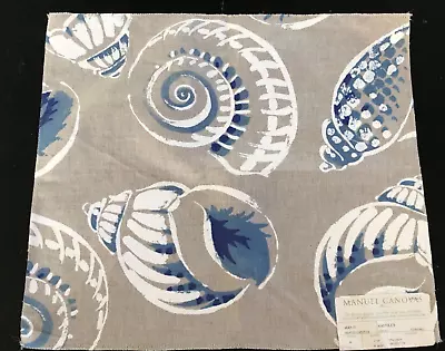 MANUEL CANOVAS Nautilus In Ceylan Blue 15 3/4 X 18   Linen Blend Fabric Sample • £21.19
