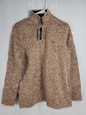 Chaps Men's Fleece Lined Sweater 1/4 Zip Size S Brown Heather Long Sleeve. New  • $12.50