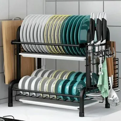 2 Tier Over The Sink Dish Drying Rack Dish Rack Above Kitchen Shelf Dish Drainer • $26.73