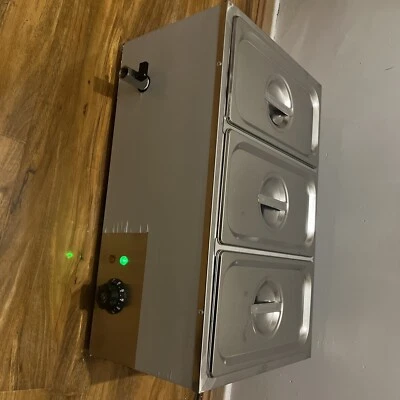 Commercial Electric Food Warmer Stainless Steel Bain Marie Buffet Food 3pans • £101