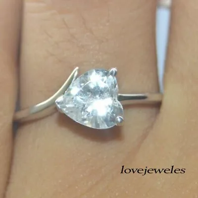 1.55CT Heart Shape Real Moissanite 925 Silver Engagement Wedding Solitaire Ring • $152.36