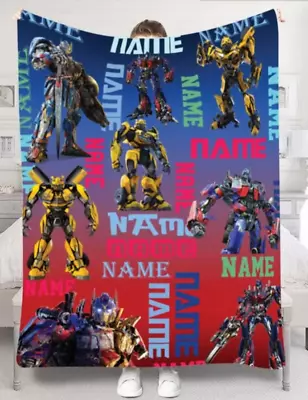 Personalized Name Transformers Fleece Blanket Transformers Birthday Blanket • $58.98