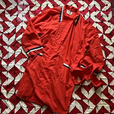 Vintage Weldon Smoking Jacket Robe Mens XL Red Rockabilly 60s 70s • $15