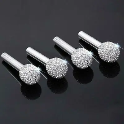 Silver Car SUV Rhinestone-encrusted Aluminum Alloy Door Handles Knob Pins 4 Pcs  • $15.49