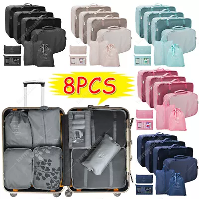 $10.99 • Buy 8× Packing Cubes Travel Luggage Pouch Suitcases Organizer Clothes Storage Bags