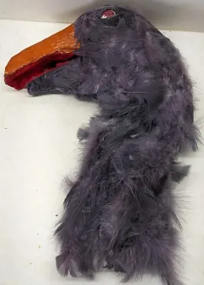 Unique Vintage Handmade Bird Head Puppet Farm Folk Art Feathers Paper-mache  • $39.99