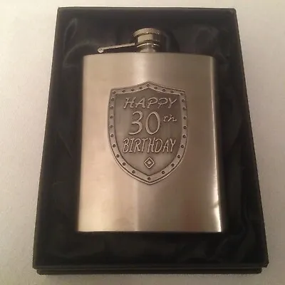 Vidori Stainless Steel Happy 30th Birthday Hip Flask 7 Oz Gift Box (d1) • $22.81