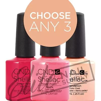 CND SHELLAC Color Coat 7.3ml - Choose Any 3 Colours + FREE Remover Wraps 10ct • $72.60