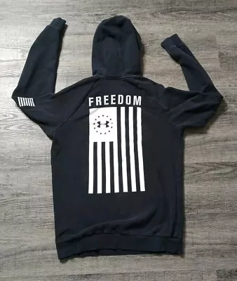 Under Armour Freedom Cold Gear Hoodie Men's Small Black USA Freedom Faded • $13.65