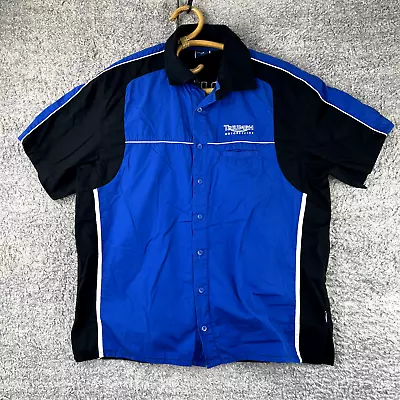 Triumph Mechanics Button Up Blue Shirt Size Mens L Motorcycles UK Motorsports • $28