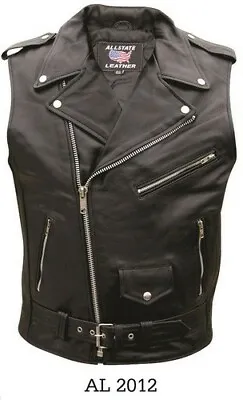Men's Sleeveless Motorcycle Jacket In Premium Buffalo Leather • $130