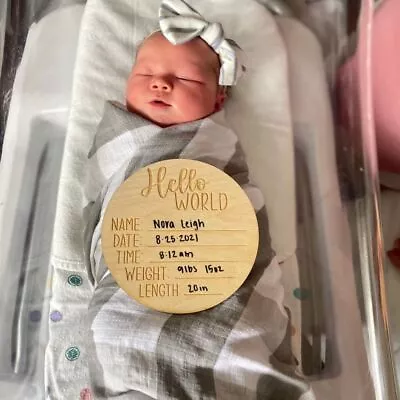 Hello World Baby Announcement Sign 15 Cm Birth Baby Name Plaques • $12.43