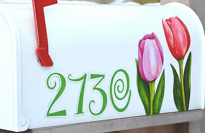 Mailbox Magnet Partial Cover Tulips With Address Numbers For White Mailbox • $5.25