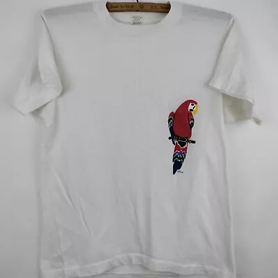 Vintage Parrot Shirt Medium White Screen Stars Single Stitch Grunge Skate 90s • $6.98
