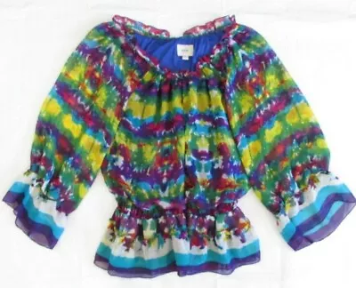 ECI New York Women's Medium Multicolored Colorful Lined Tunic Blouse • $11.04