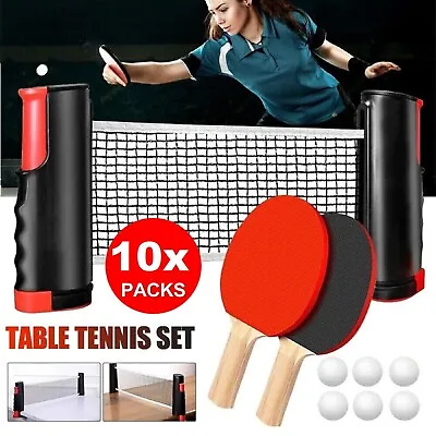 $25.99 • Buy Instant Table Tennis Kit Ping Pong Set Retractable Net Rack + 2 Bats + 6 Balls