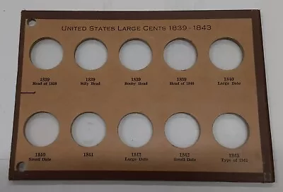 The Meghrig Line Vintage Coin Pages For US Large Cents NO.1354H • $15.95