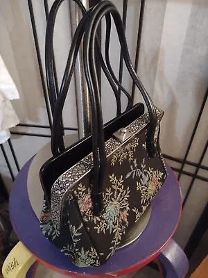  L & M A Spot Lite Exclusive MCM Satchel Handbag Black Floral Tapestry Vintage  • $65