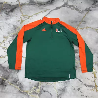 Miami Hurricanes 1/4 Zip Pullover Shirt Men’s Medium Long Sleeve Athletic Green • $16.17