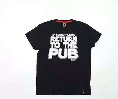 Xplicit Mens Black Cotton T-Shirt Size M Round Neck - If Found Return To Pub • £6