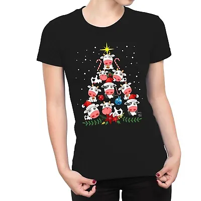 1Tee Womens Cow Tree - Christmas Tree Made Of Cute Cows T-Shirt • £7.99