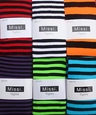 £4.95 • Buy Stripe Tights - 20 Colourful Stripy Womens Tights  S-  M- L- XL