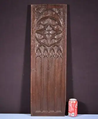 *31  Tall French Antique Gothic Revival Panel In Solid Oak Wood Salvage • $385
