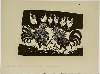 Willi Dirx Woodcut Cockfight 77th Printing The Woensame Press • £25.69