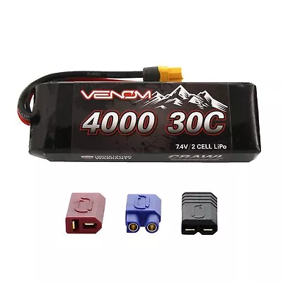 Venom Drive Series 30C 2S 4000mAh 7.4V LiPo RC Rock Crawler Battery - 12 AWG ... • $35.29