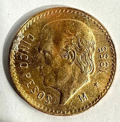 1955 Mexico Gold 5 Five Cinco Pesos Gold Coin 4.1 Grams Ex-Jewelry • $348.49