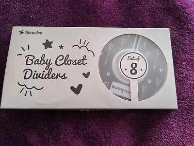 New Binswloo Baby Wardrobe Clothes Size Dividers Set Of 8 Nursery Closet 4.99p • £4.99