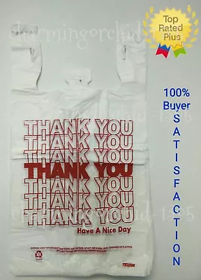 THANK YOU T-Shirt Bags 11.5  X 6  X 21  White Plastic Shopping Bags 50 - 1000 • $8.50