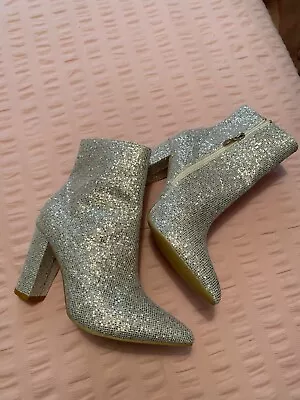 Silver Sequin Glitter Heel Ankle Boots - AUS Size 7 BRAND NEW W/O BOX • $40