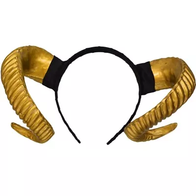 NEW Gold Goat Satyr Gothic Halloween Headband Accessory Simulated Sheep Horn • $24.99