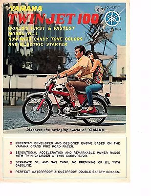 1968 Yamaha Twin Jet 100cc YL-1 (Electric Start) Sales Brochure (Reprint) $7.50 • $7.50