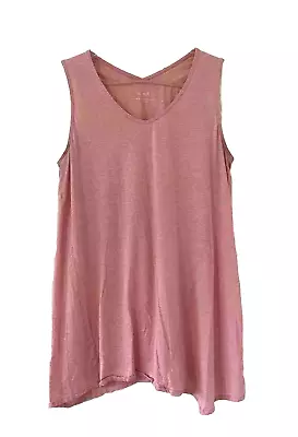 J Jill Pure Jill Asymmetrical Hem Linen Blend Tunic Tank Sleeveless Top Pink  L • $13.63