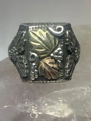 Black Hills Gold Ring  Leaves Band Sterling Silver Women Men • $188