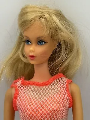 Vintage 1966 Swimsuit Twist N Turn Barbie Blonde Hair Blue Eyes Rooted Eyelashes • $39.99