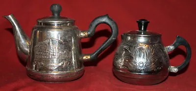 Vintage Russian Metal Tea Set Teapot And Creamer • $123.48