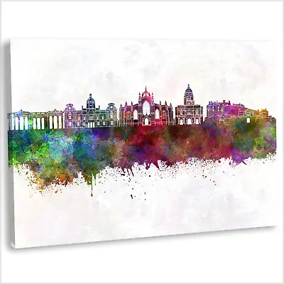 Edinburgh Skyline Canvas Print Abstract Watercolour Framed Wall Art Picture  • £19.99