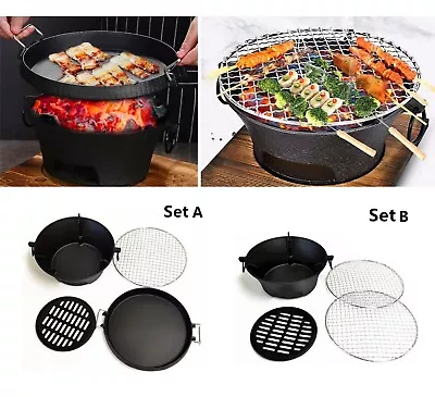 Portable Korean Japanese Hibachi Cast Iron Charcoal BBQ Grill Fire Pit Stove • $89.95