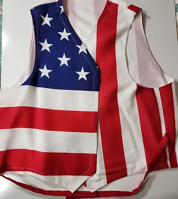 Men's Patriotic Vest Stars Stripes Handmade XL Uncle Sam Americana Lined New • $26.95
