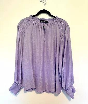 Decjuba Blouse Size 14 Purple Leopard Print Long Sleeve  • $29.99