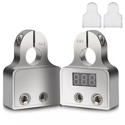 2x Car Digital Battery Terminal Connectors LED Voltmeter 0/4/8 Gauge Power Post • $20.98